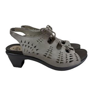 Abeo Goldie Sandals Bio System Block Heel Tan Open Toe Lace Up